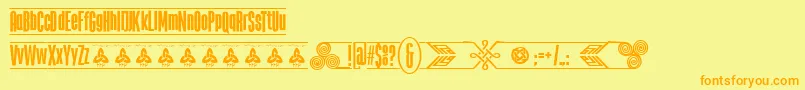 フォントTheTribalBoxDemoFontFfp – オレンジの文字が黄色の背景にあります。