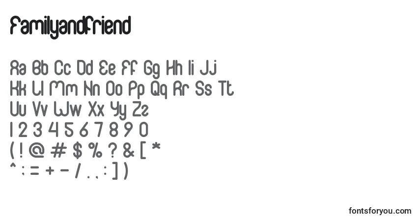 A fonte Familyandfriend – alfabeto, números, caracteres especiais