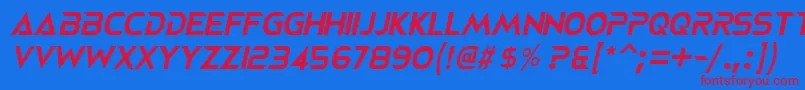 NeoteriqueItalic Font – Red Fonts on Blue Background