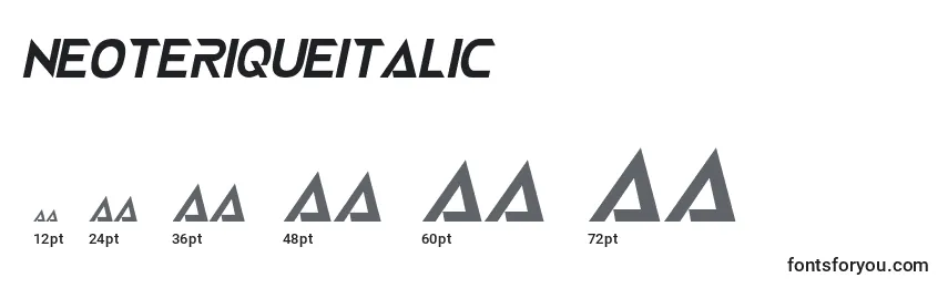 Размеры шрифта NeoteriqueItalic
