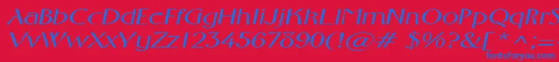 FosterexpandedItalic Font – Blue Fonts on Red Background