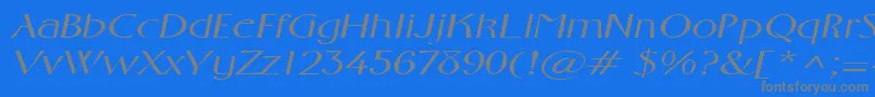 フォントFosterexpandedItalic – 青い背景に灰色の文字