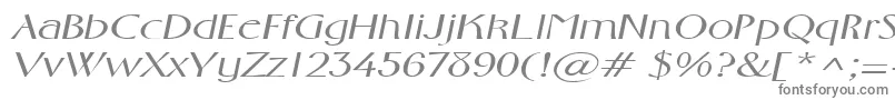 フォントFosterexpandedItalic – 白い背景に灰色の文字