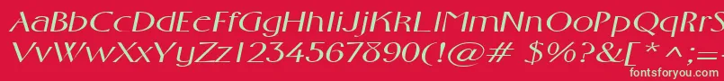 フォントFosterexpandedItalic – 赤い背景に緑の文字