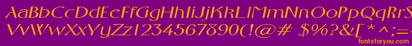 FosterexpandedItalic Font – Orange Fonts on Purple Background