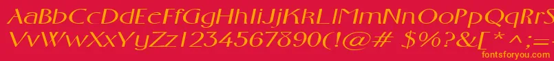 FosterexpandedItalic Font – Orange Fonts on Red Background