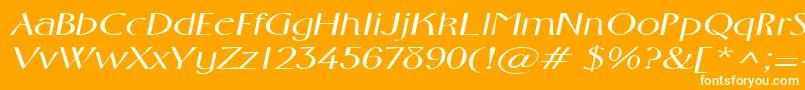 フォントFosterexpandedItalic – オレンジの背景に白い文字