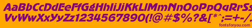 Advergo1-Schriftart – Violette Schriften auf orangefarbenem Hintergrund
