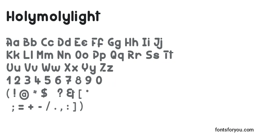 Holymolylight Font – alphabet, numbers, special characters