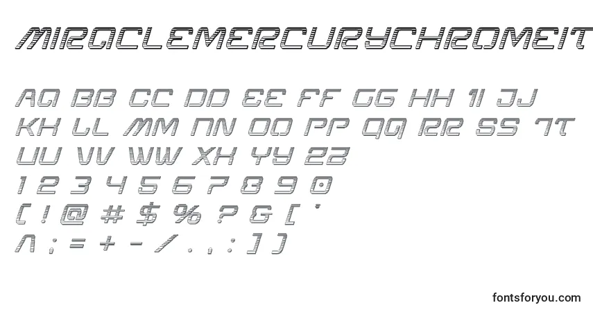 characters of miraclemercurychromeital font, letter of miraclemercurychromeital font, alphabet of  miraclemercurychromeital font