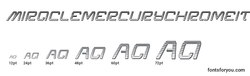 sizes of miraclemercurychromeital font, miraclemercurychromeital sizes