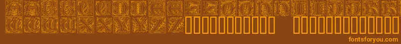 Weitere Informationen zur Gothicilluminate-Schriftart Gothicilluminate-Schriftart – Orangefarbene Schriften auf braunem Hintergrund