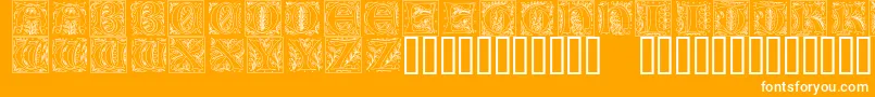 Gothicilluminate-Schriftart – Weiße Schriften auf orangefarbenem Hintergrund