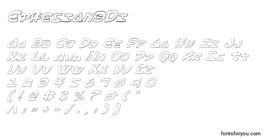 Schriftart Ephesian3Di – Alphabet, Zahlen, spezielle Symbole
