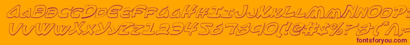 Ephesian3Di-Schriftart – Violette Schriften auf orangefarbenem Hintergrund