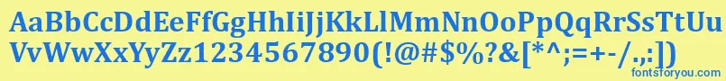 フォントCambriaBold – 青い文字が黄色の背景にあります。