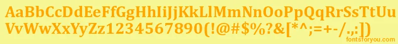 フォントCambriaBold – オレンジの文字が黄色の背景にあります。