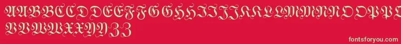 Czcionka WittewittmajusclesFlourish – zielone czcionki na czerwonym tle