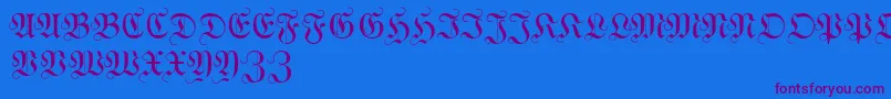 WittewittmajusclesFlourish Font – Purple Fonts on Blue Background