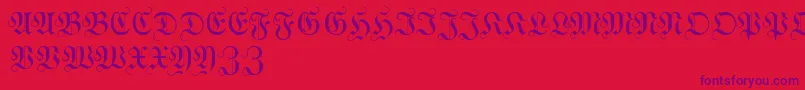フォントWittewittmajusclesFlourish – 赤い背景に紫のフォント