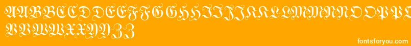WittewittmajusclesFlourish-Schriftart – Weiße Schriften auf orangefarbenem Hintergrund