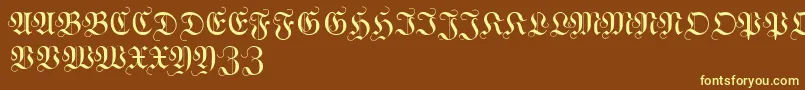 WittewittmajusclesFlourish Font – Yellow Fonts on Brown Background