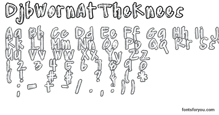 DjbWornAtTheKneesフォント–アルファベット、数字、特殊文字