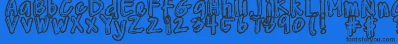 DjbWornAtTheKnees-fontti – mustat fontit sinisellä taustalla