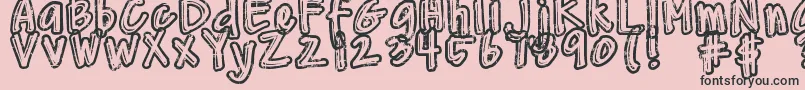 フォントDjbWornAtTheKnees – ピンクの背景に黒い文字