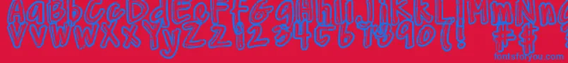 DjbWornAtTheKnees Font – Blue Fonts on Red Background