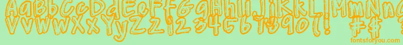 DjbWornAtTheKnees Font – Orange Fonts on Green Background