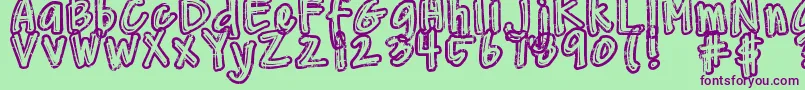 DjbWornAtTheKnees Font – Purple Fonts on Green Background