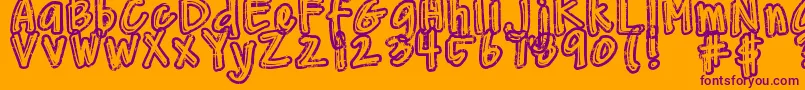 DjbWornAtTheKnees Font – Purple Fonts on Orange Background