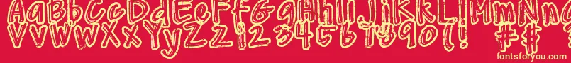 DjbWornAtTheKnees Font – Yellow Fonts on Red Background