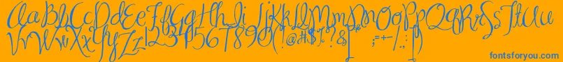 MaSexy-Schriftart – Blaue Schriften auf orangefarbenem Hintergrund