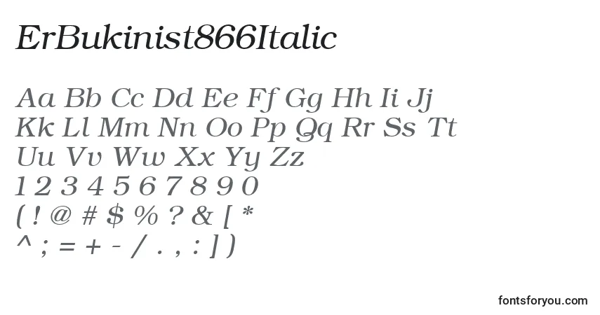 A fonte ErBukinist866Italic – alfabeto, números, caracteres especiais