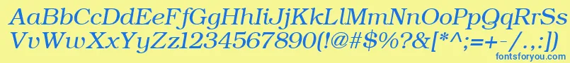 ErBukinist866Italic Font – Blue Fonts on Yellow Background