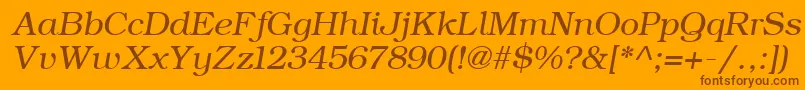 Fonte ErBukinist866Italic – fontes marrons em um fundo laranja