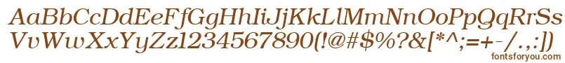 Fonte ErBukinist866Italic – fontes marrons em um fundo branco