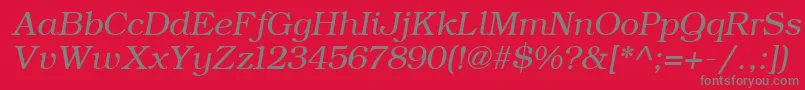 Fonte ErBukinist866Italic – fontes cinzas em um fundo vermelho