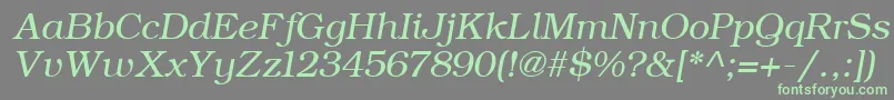 Шрифт ErBukinist866Italic – зелёные шрифты на сером фоне