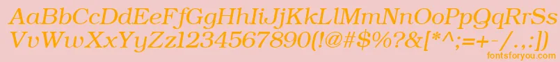 ErBukinist866Italic-Schriftart – Orangefarbene Schriften auf rosa Hintergrund