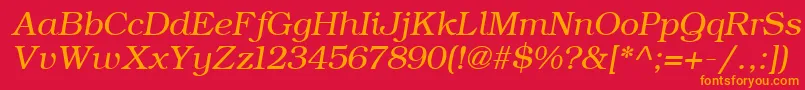 Шрифт ErBukinist866Italic – оранжевые шрифты на красном фоне