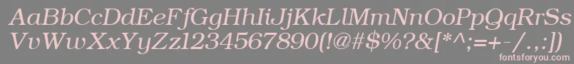Fonte ErBukinist866Italic – fontes rosa em um fundo cinza