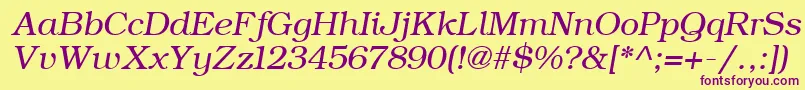 Czcionka ErBukinist866Italic – fioletowe czcionki na żółtym tle