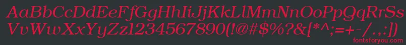 フォントErBukinist866Italic – 黒い背景に赤い文字