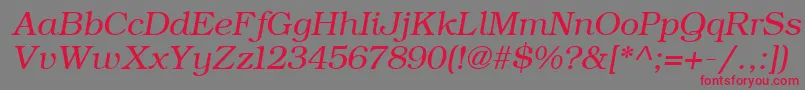 Czcionka ErBukinist866Italic – czerwone czcionki na szarym tle