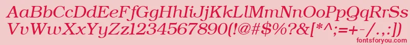 Czcionka ErBukinist866Italic – czerwone czcionki na różowym tle