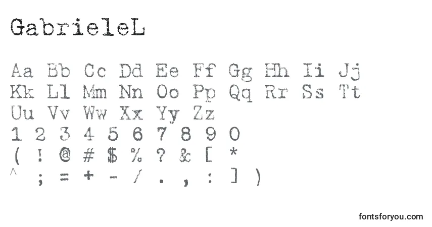 A fonte GabrieleL – alfabeto, números, caracteres especiais