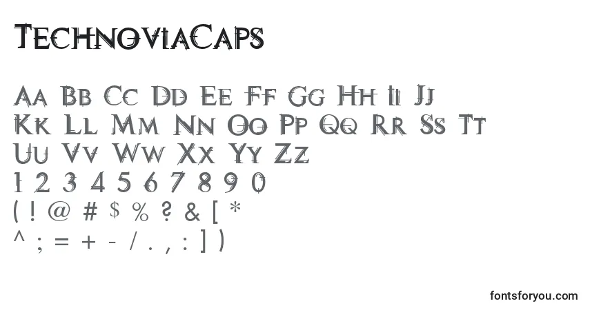 Schriftart TechnoviaCaps – Alphabet, Zahlen, spezielle Symbole